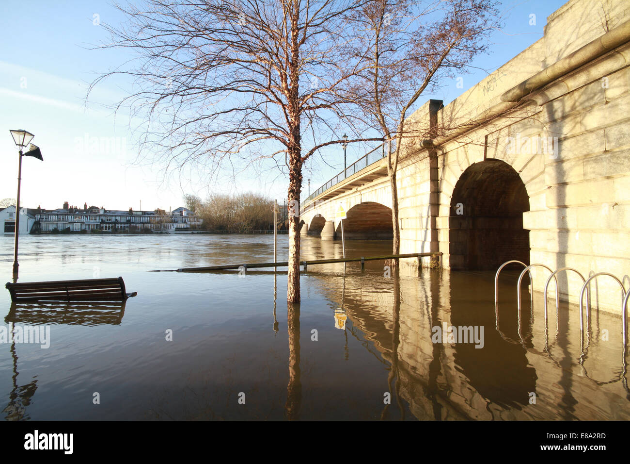 Staines Upon Thames Überschwemmungen 2014 Stockfoto