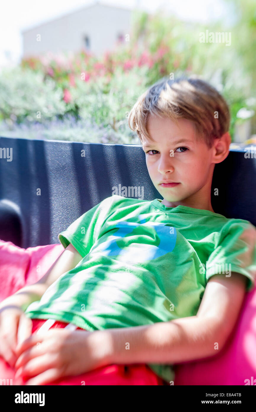 Sommer Porträt der blonde Junge Stockfoto