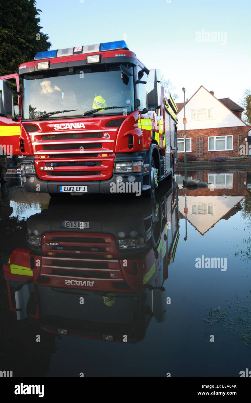 Überschwemmungen in Chertsey - Surrey 2014 Stockfoto