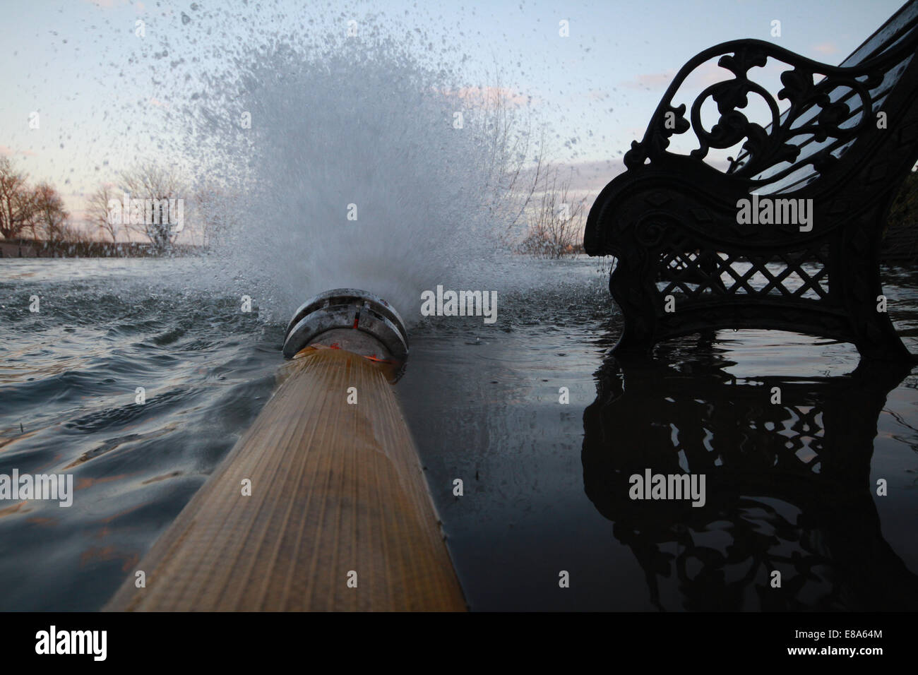 Überschwemmungen in Chertsey - Surrey 2014 Stockfoto