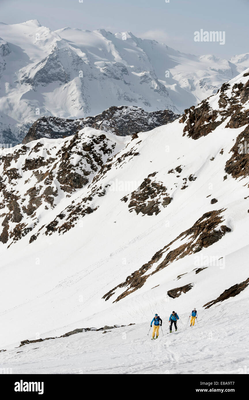 Alpen Berge Skifahrer Langlauf winter Stockfoto