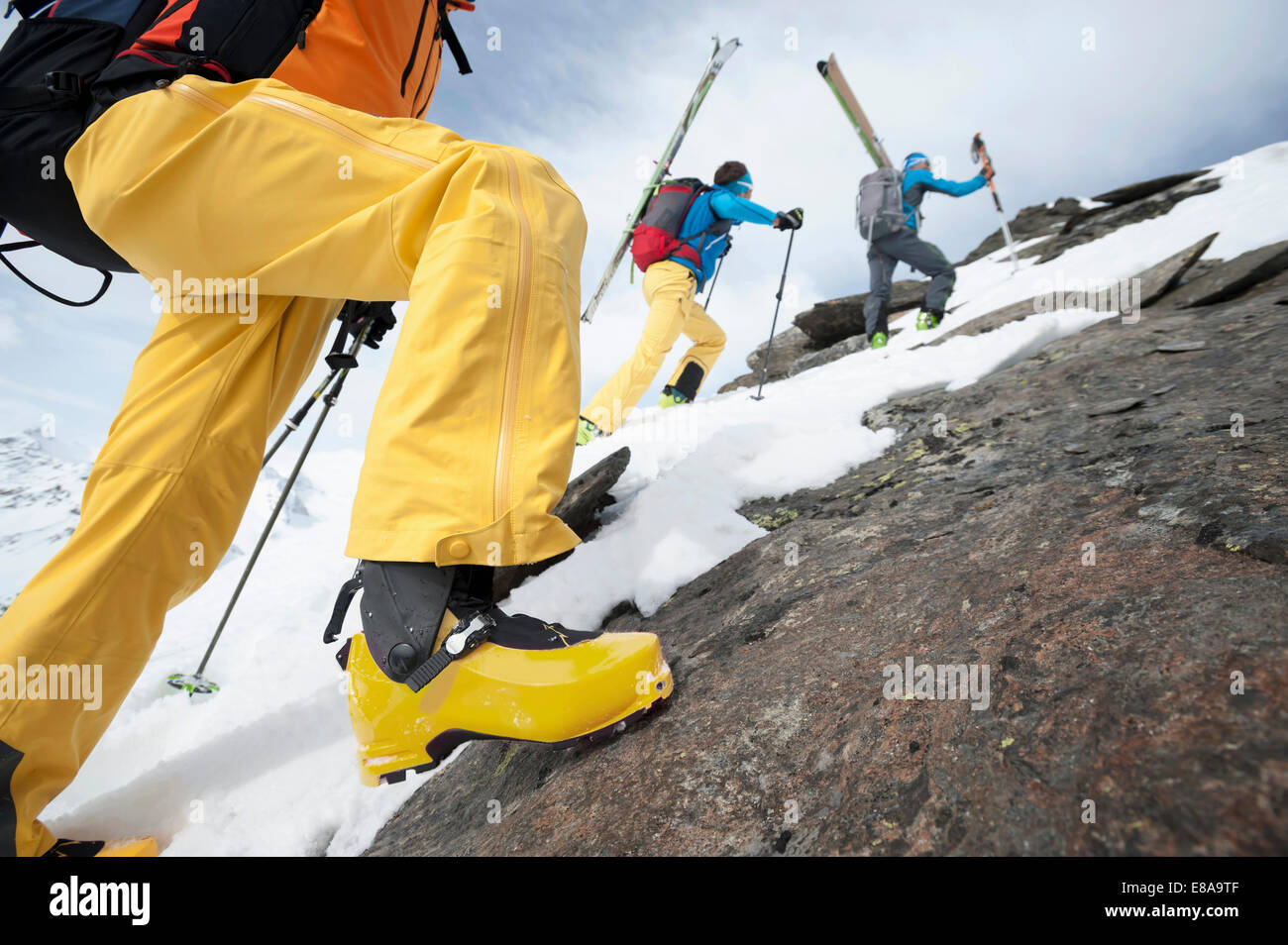 Rock climbing Langläufer Schnee Stockfoto