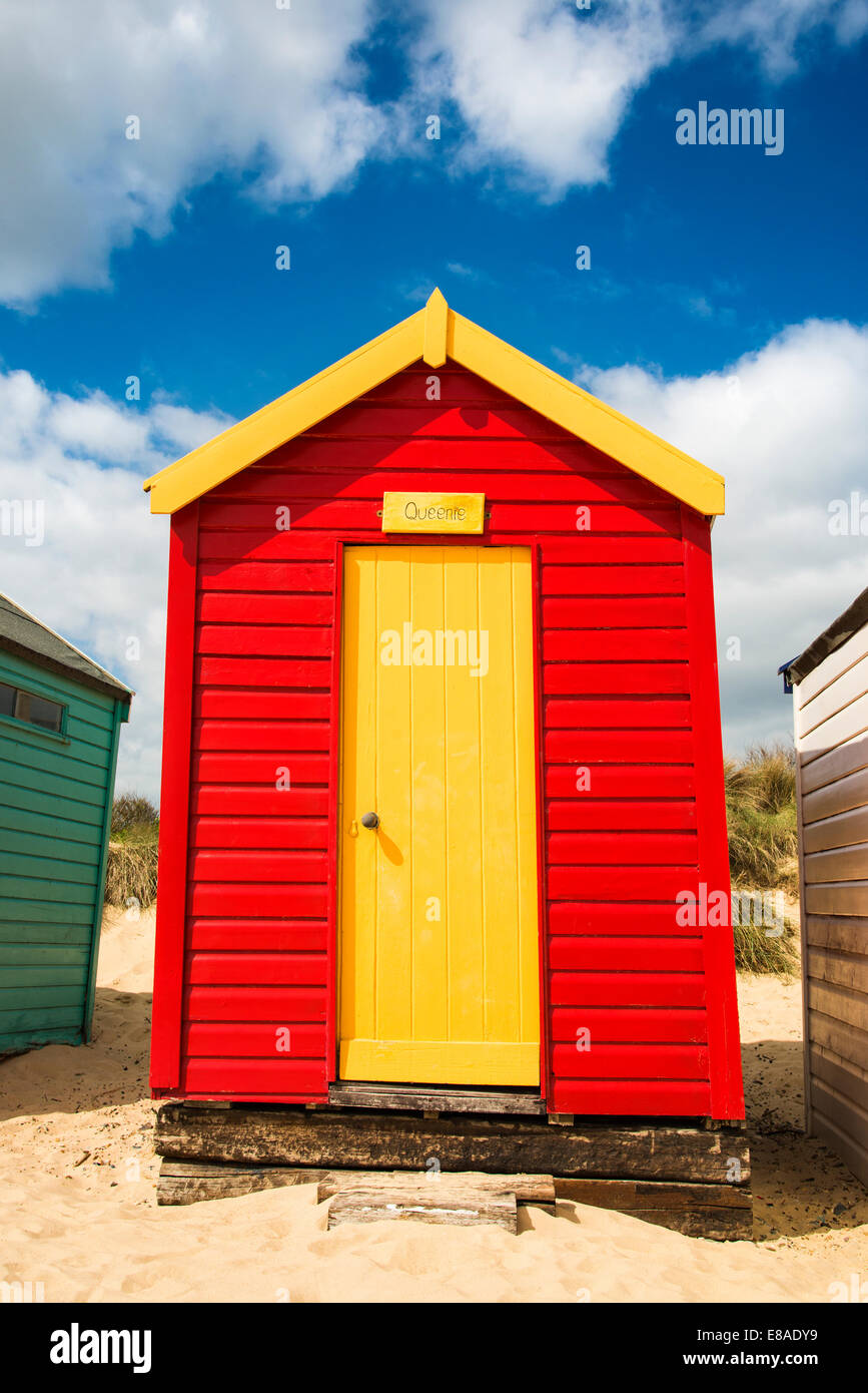 Strandhütten in Southwold, Suffolk, UK Stockfoto