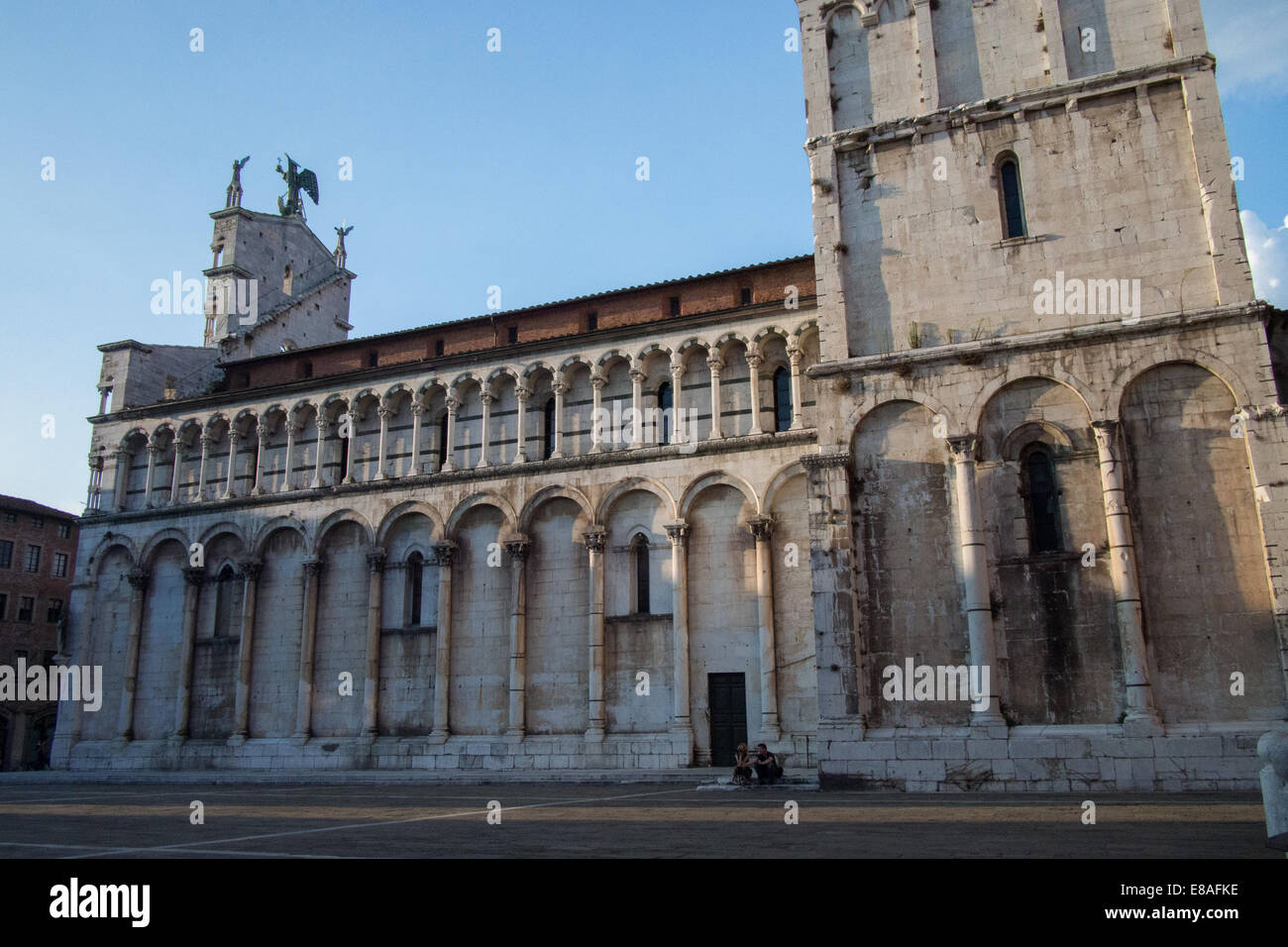 San Michele in Foro römisch-katholische Basilika in Lucca, Toskana, Italien. Stockfoto