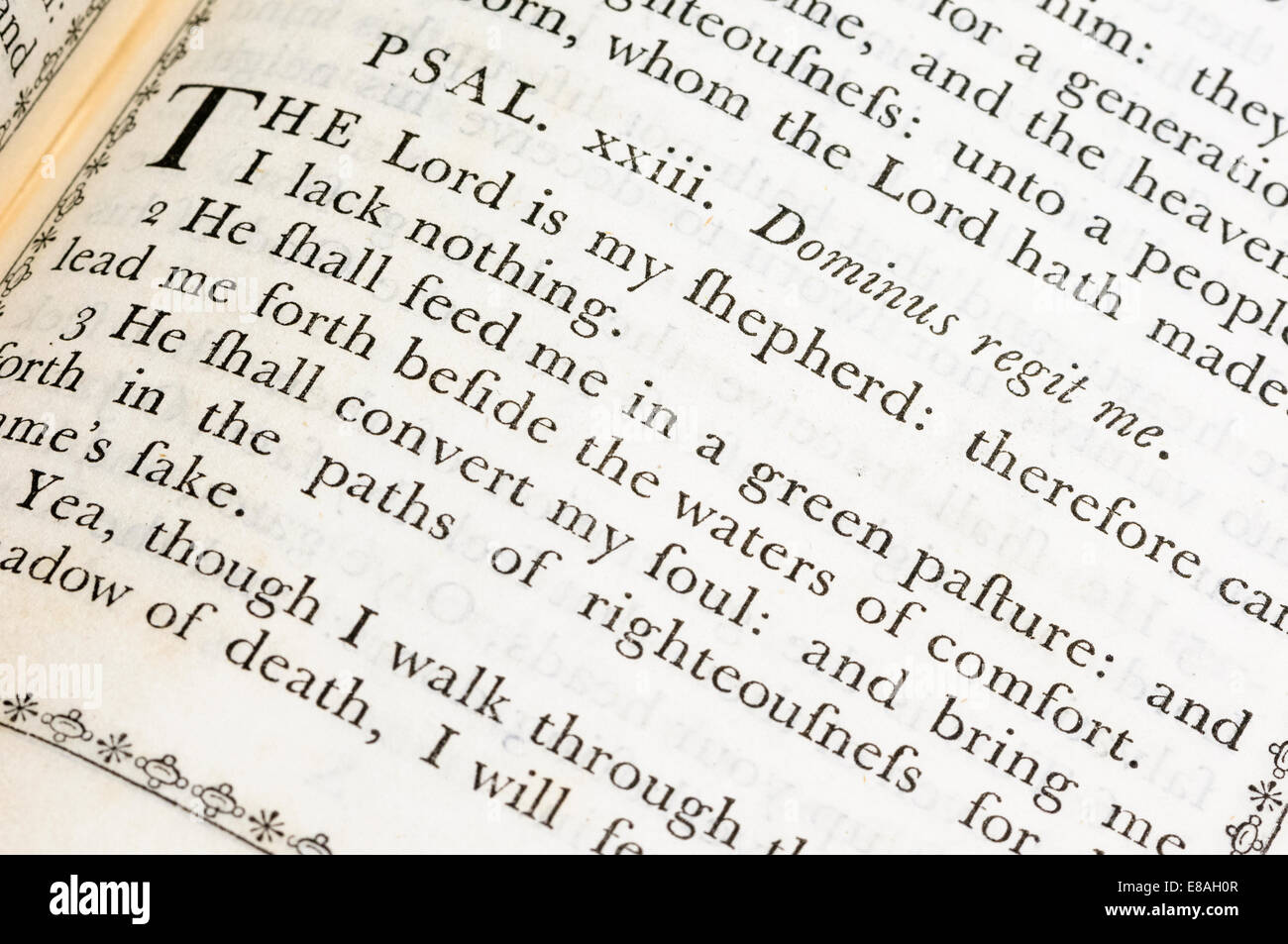 Der Herr ist mein Hirte (Psalm 23) in einer sehr alten Version von Book Of Common Prayer (CofE) Stockfoto