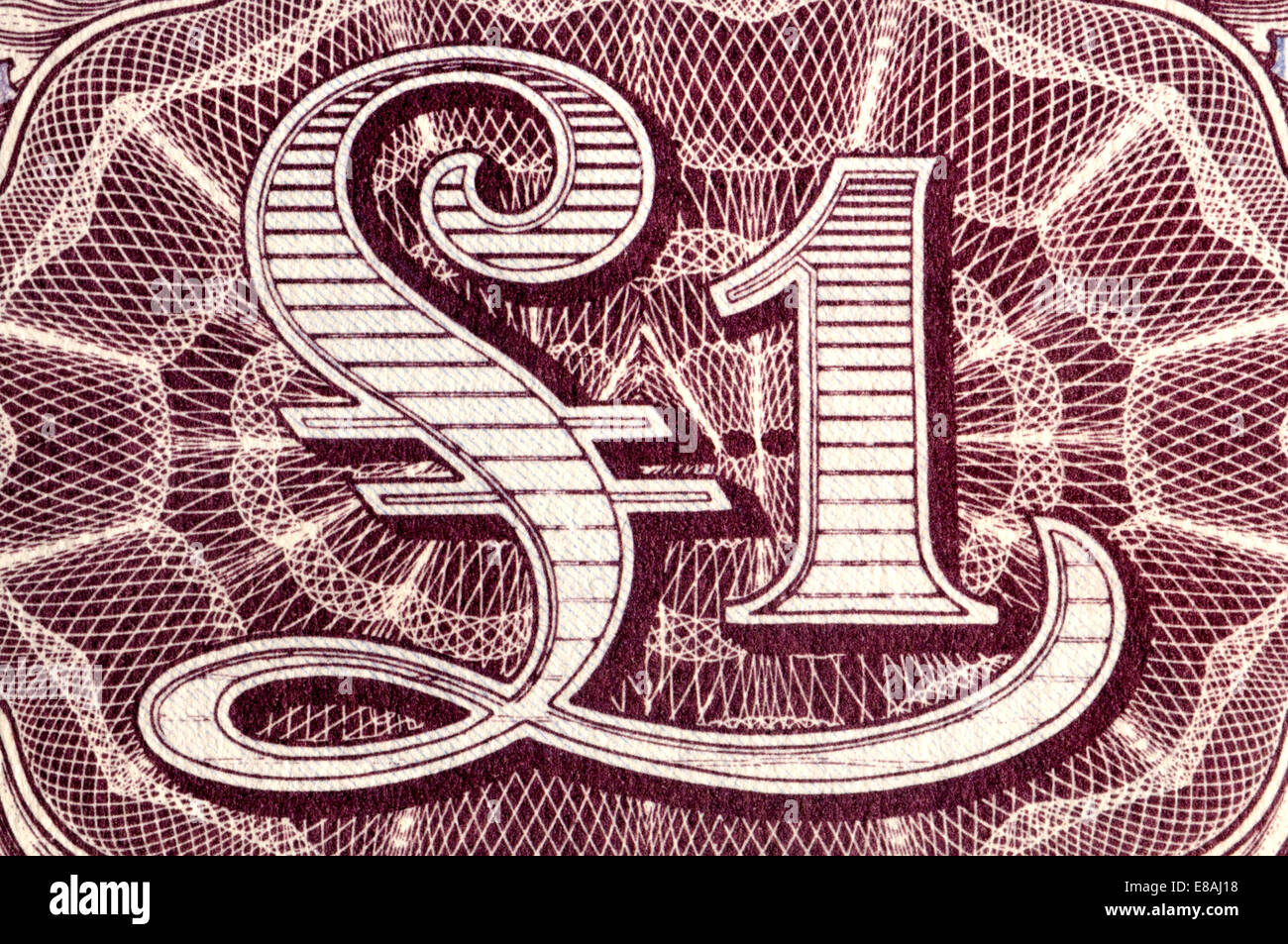 Detail aus einer britischen Streitkräfte £1 Banknote / Gutscheine Stockfoto