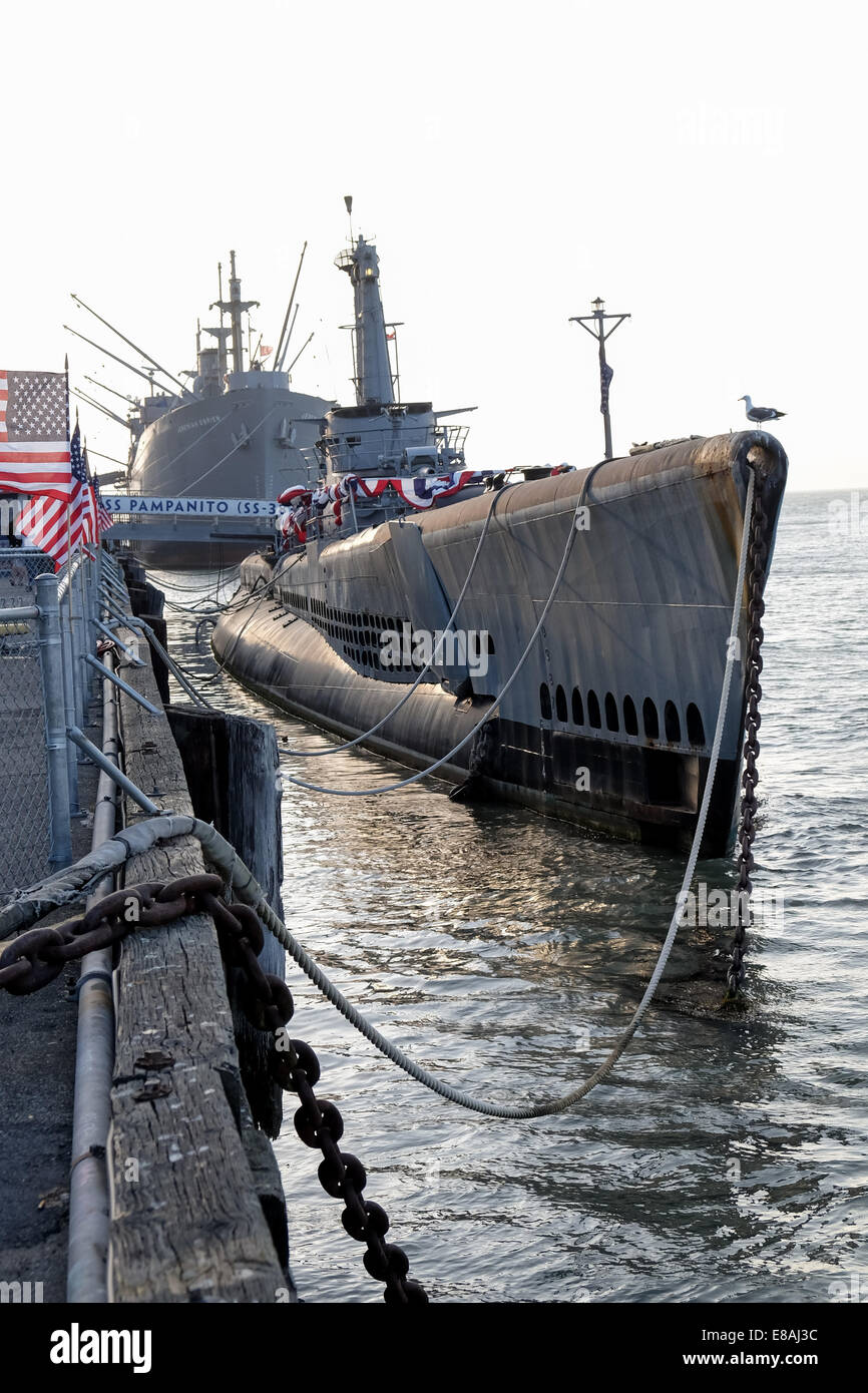 USS Pampanito WW2 u-Boot in San Francisco Fishermans Wharf California wo sie jetzt ein Marine Museum ist Stockfoto