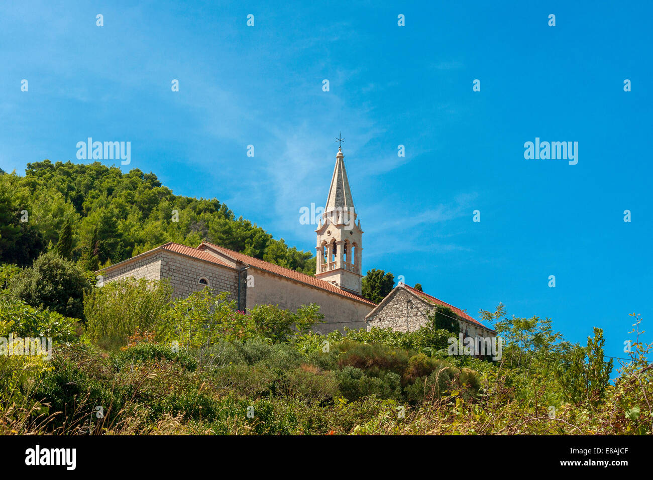 St. Jacob Kirche im Dorf Pitve, Insel Hvar, Kroatien Stockfoto