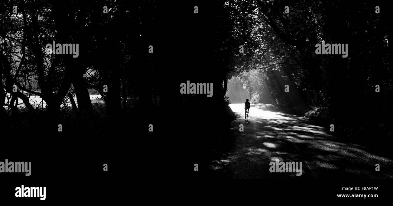 Radfahren in herbstlichen Bahnen. Stockfoto