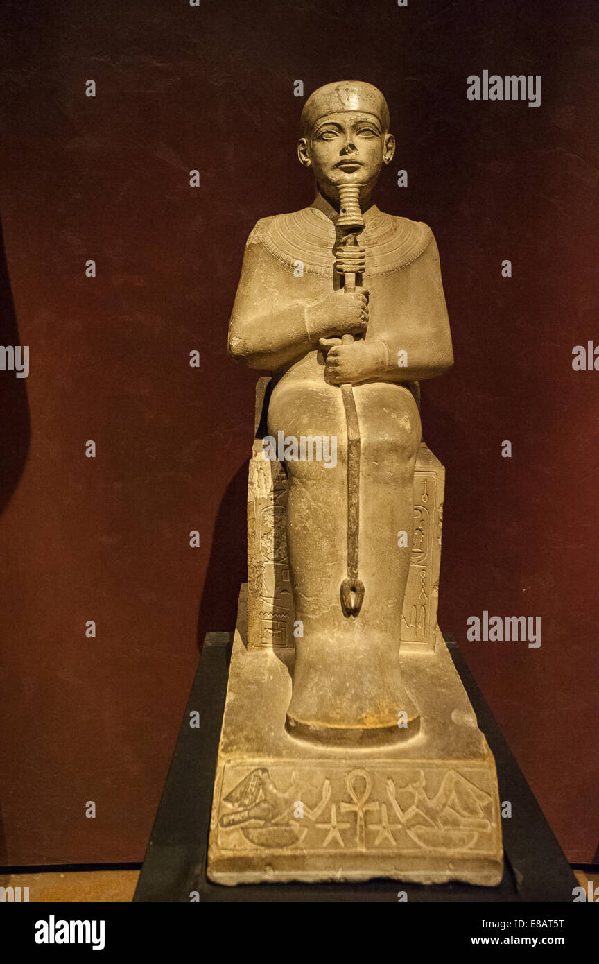 Italien Piemont Turin ägyptische Museum Statuen der Gott Ptah-Dynastie XVIII - XX (1550-1070 v. Chr.) Tempel des Amun Theben Stockfoto