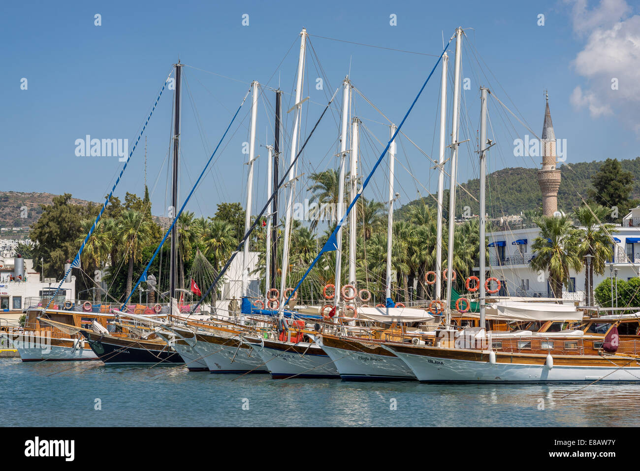 Boote im Hafen Bodrum, Türkei Stockfoto