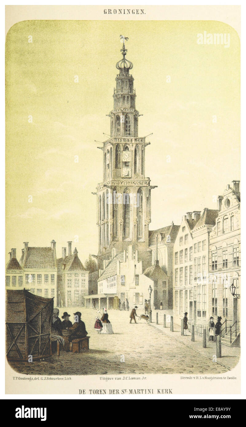 AA(1855) p317 GRONINGEN, St.Martini kerk Stockfoto