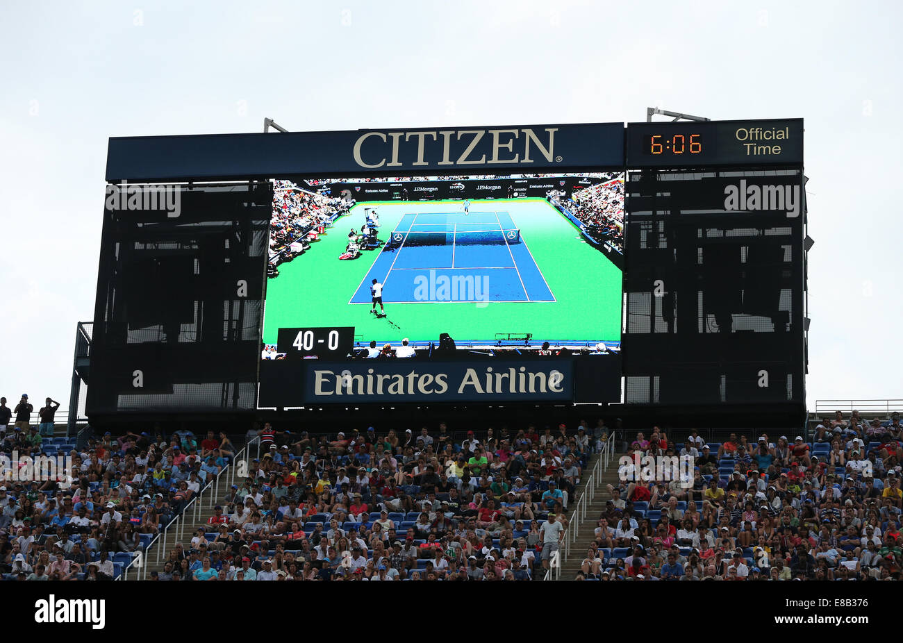 Riesige Videoleinwand an uns Open 2014, Billie Jean King National Tennis Center, Flushing Meadows, New York, USA Stockfoto