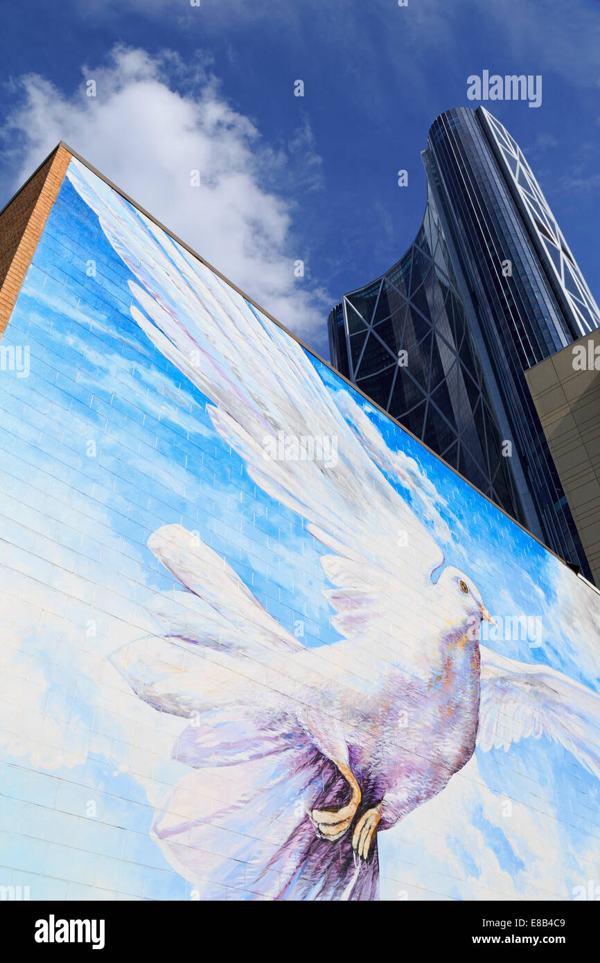 Wandgemälde von Driediger auf der 7th Avenue, Calgary, Alberta, Kanada Stockfoto