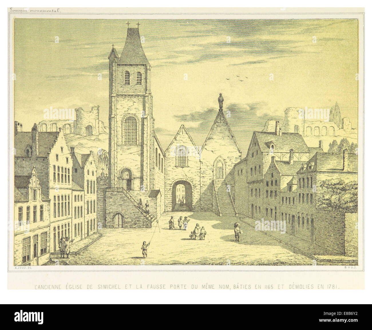 EVEN(1860) p305 Tab. 40 L'ancienne C3A9glise de St-Michel, etc. Stockfoto