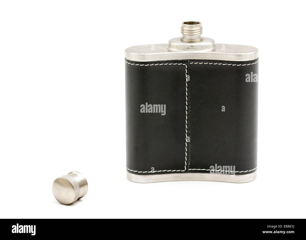 Leder bedeckt Metall-Kolben. Stockfoto