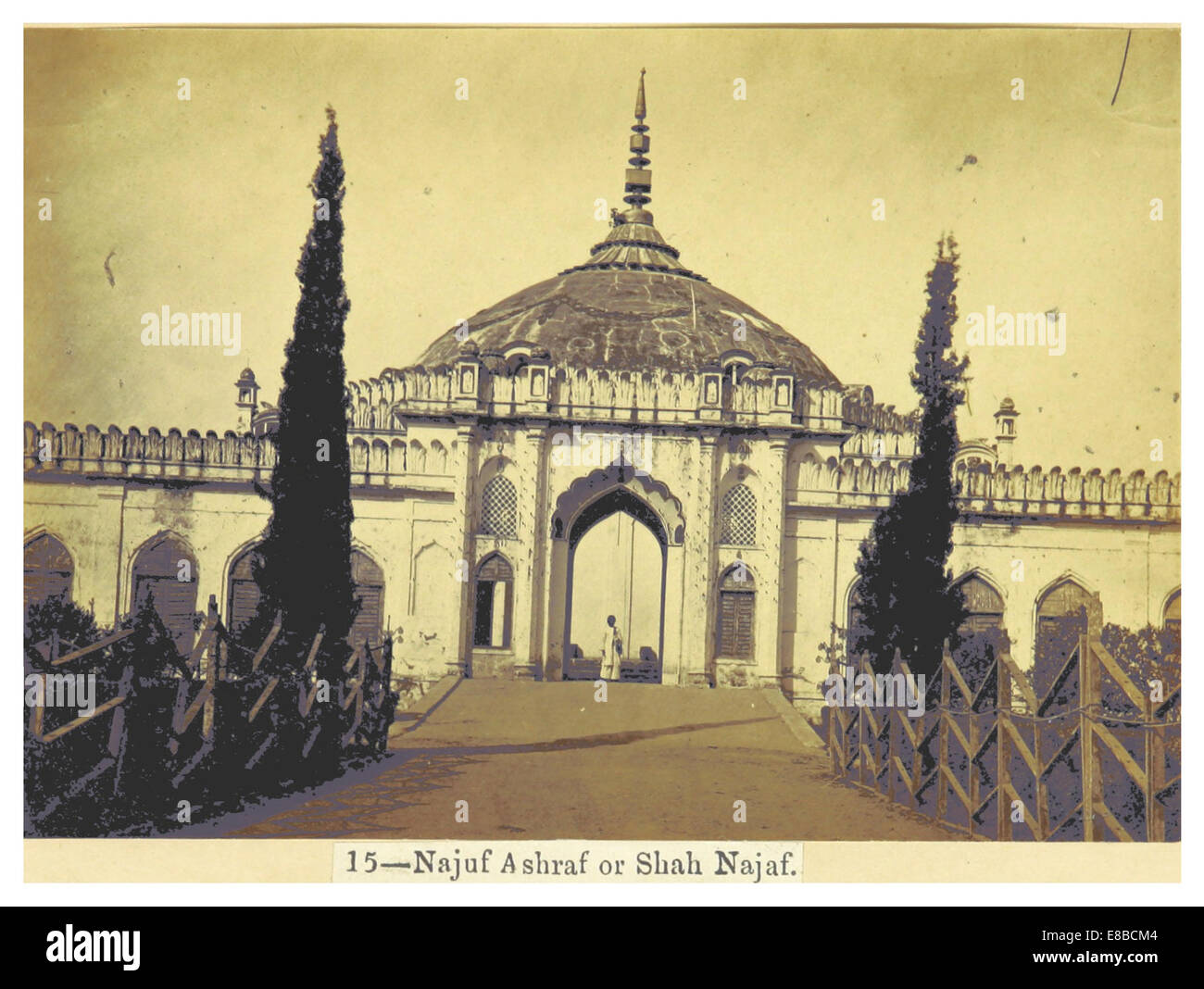 Eine Illustration aus dem Lucknow-Album, die Najuf Ashraf, auch bekannt als Shah Najaf, darstellt, eine prominente Moschee und Grabstätte in Lucknow, Indien. Stockfoto