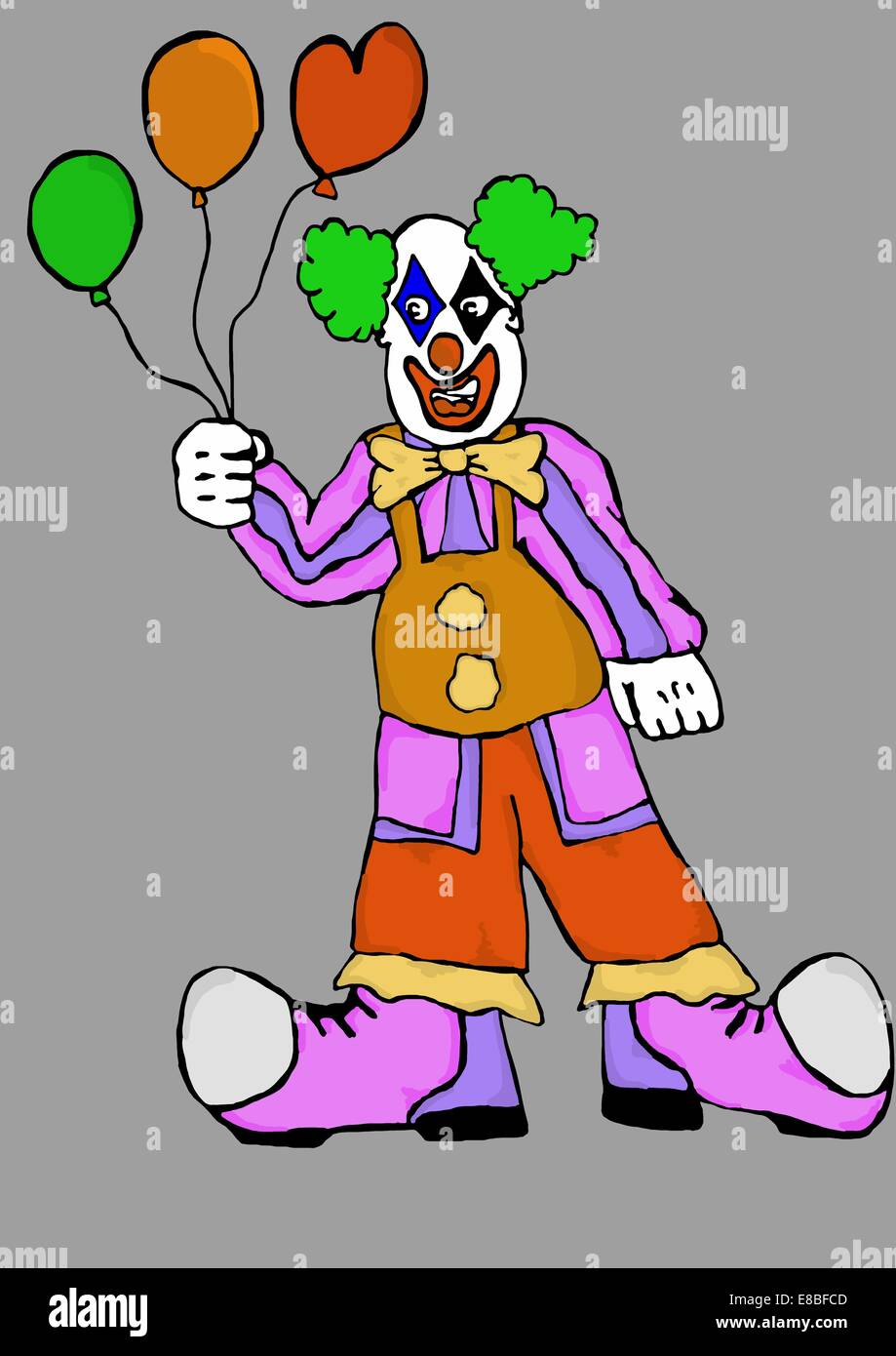 Clown mit Ballons Stockfoto