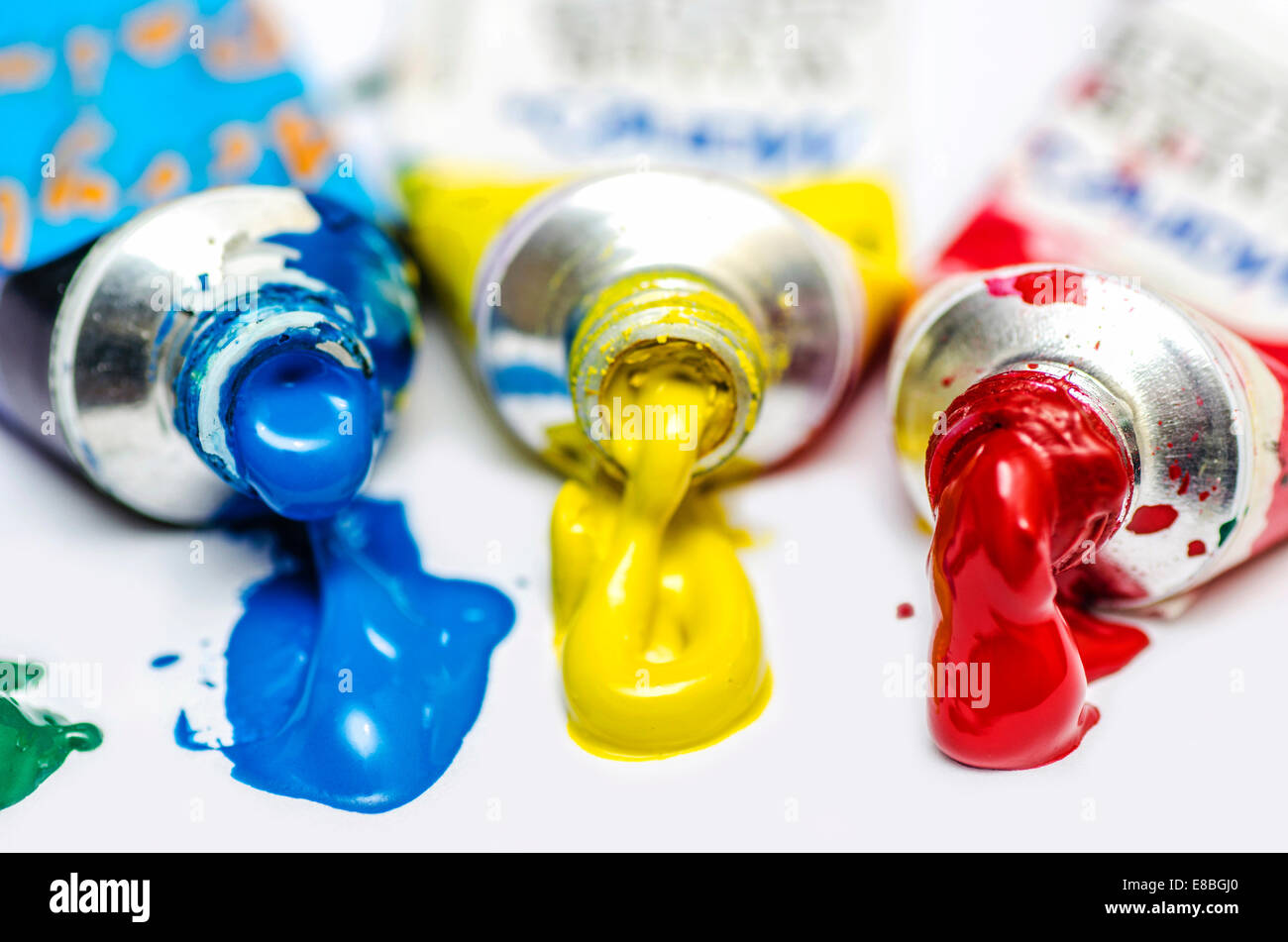 Malerei Farben blau gelb rot Makro Stockfoto Malerei Farben blau gelb rot Makro Stockfoto