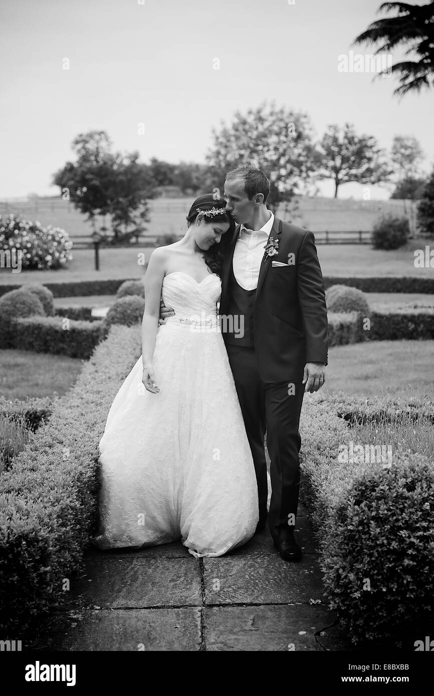 UK Hochzeit Braut und Bräutigam Stockfoto