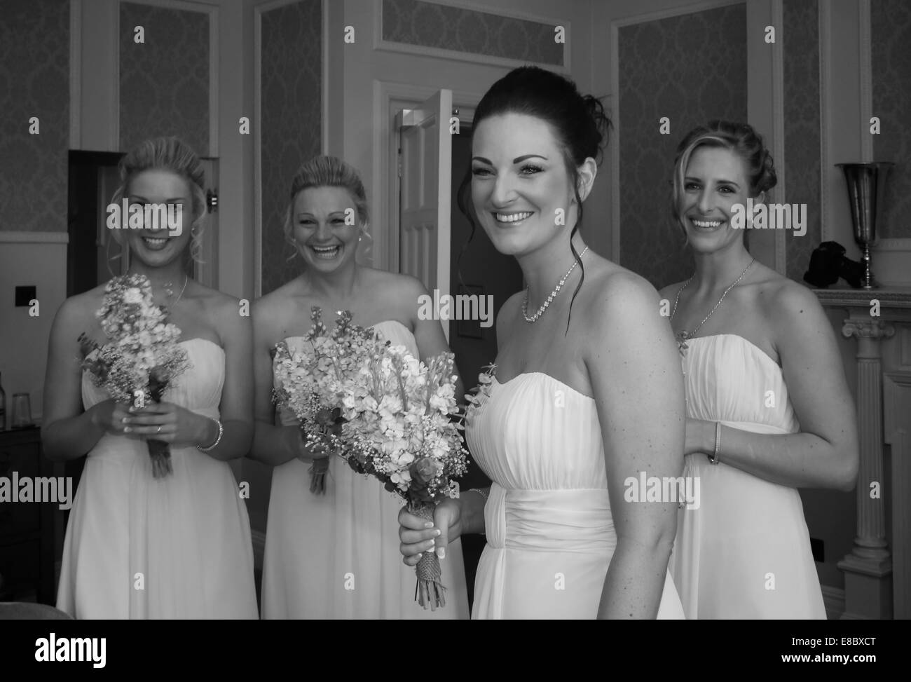 Hochzeit-UK, Braut, Bräutigam Stockfoto