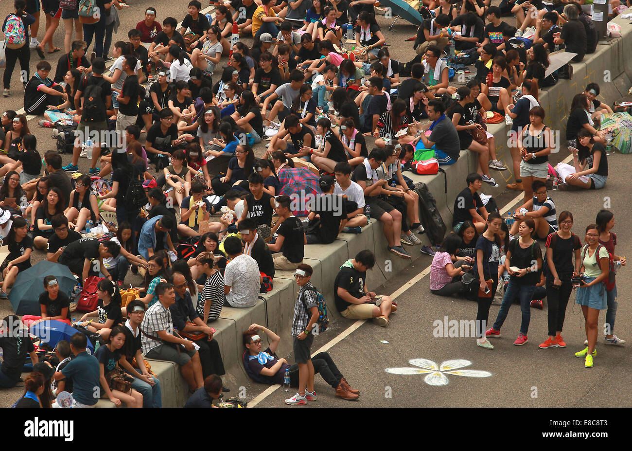 Hong Kong, CHINA. 30. September 2014. Pro-Demokratie-Aktivisten Teile