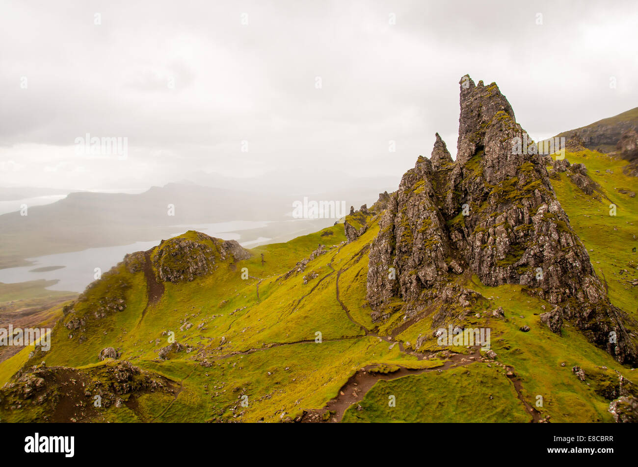 Rock-Formation um den alten Mann von Storr auf der schottischen Insel skye Stockfoto