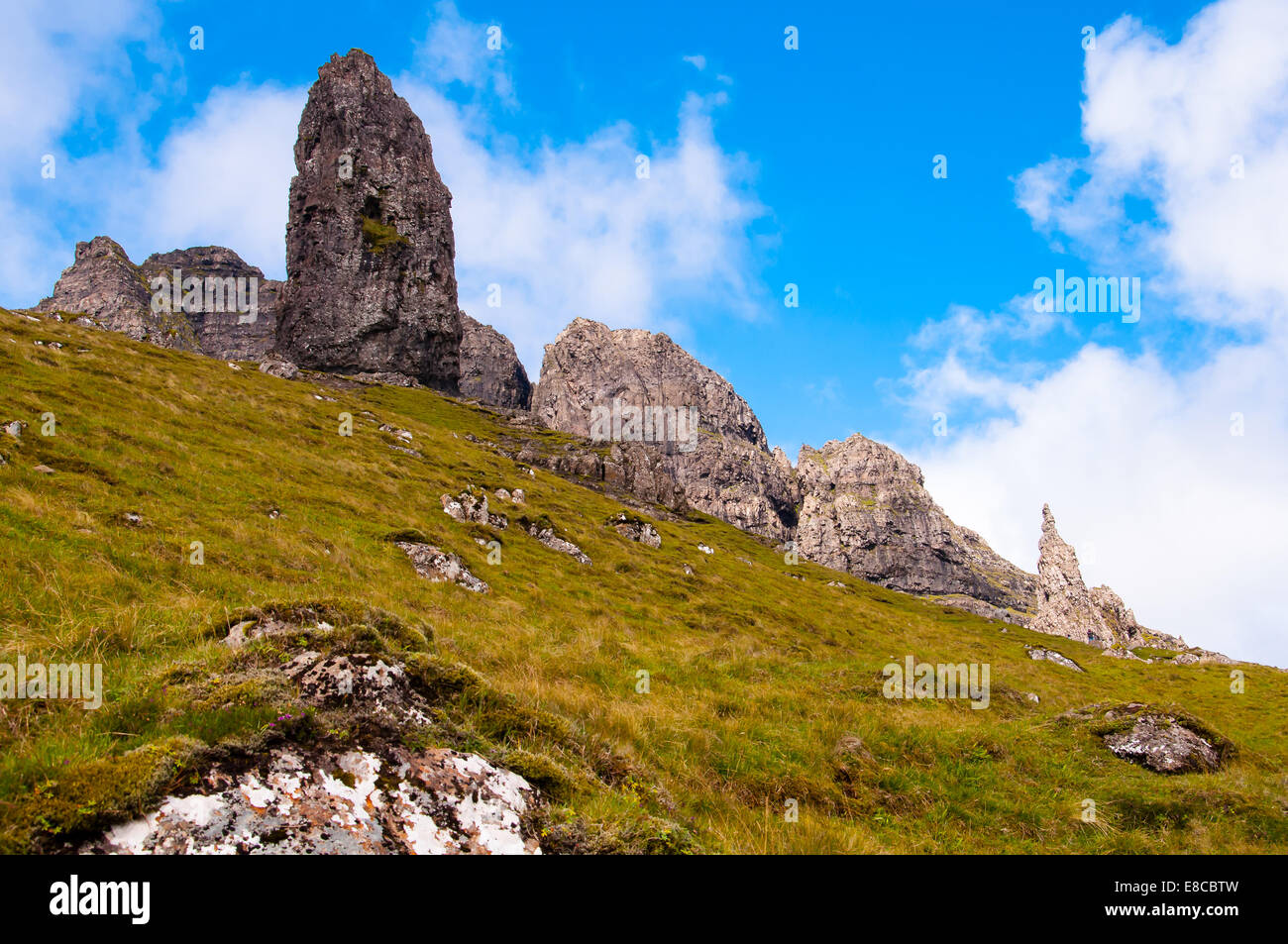 Rock-Formation um den alten Mann von Storr auf der schottischen Insel skye Stockfoto