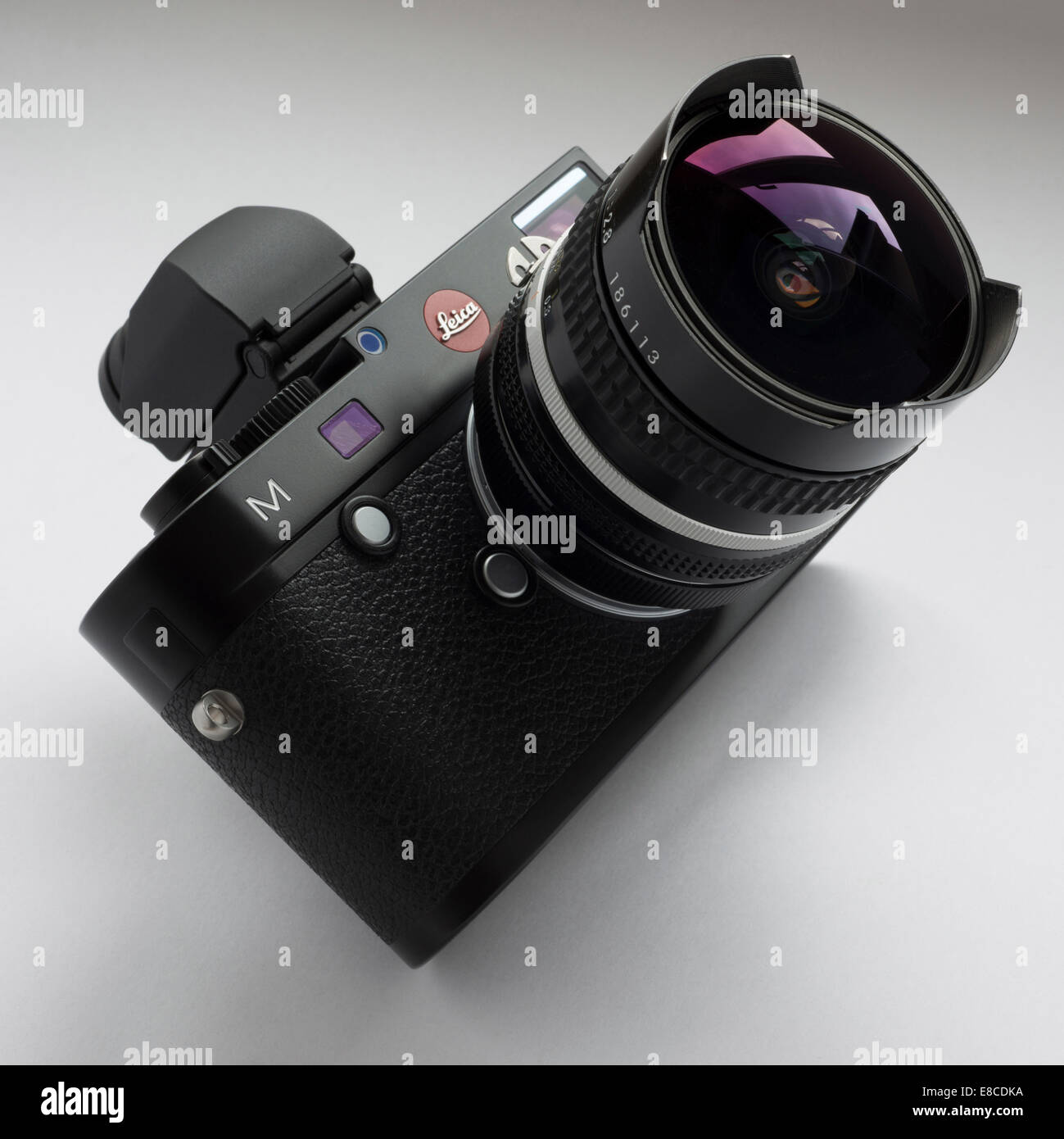 Leica-M-240 digitale Messsucher mit einer Nikon 16mm fisheye-Objektiv. Stockfoto