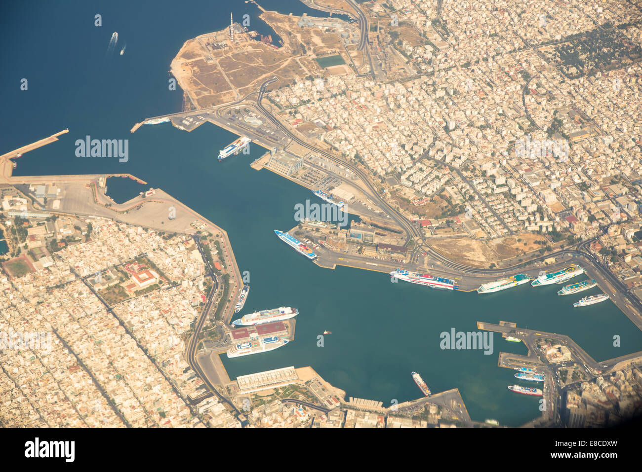 Luftaufnahme von Pireas Hafen von Athen Griechenland Stockfoto