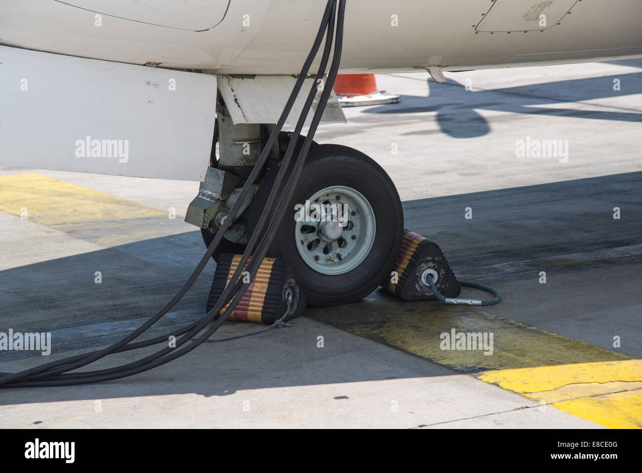 Blöcke in Tyrus von Flugzeug am Flughafen von Athen Griechenland Stockfoto