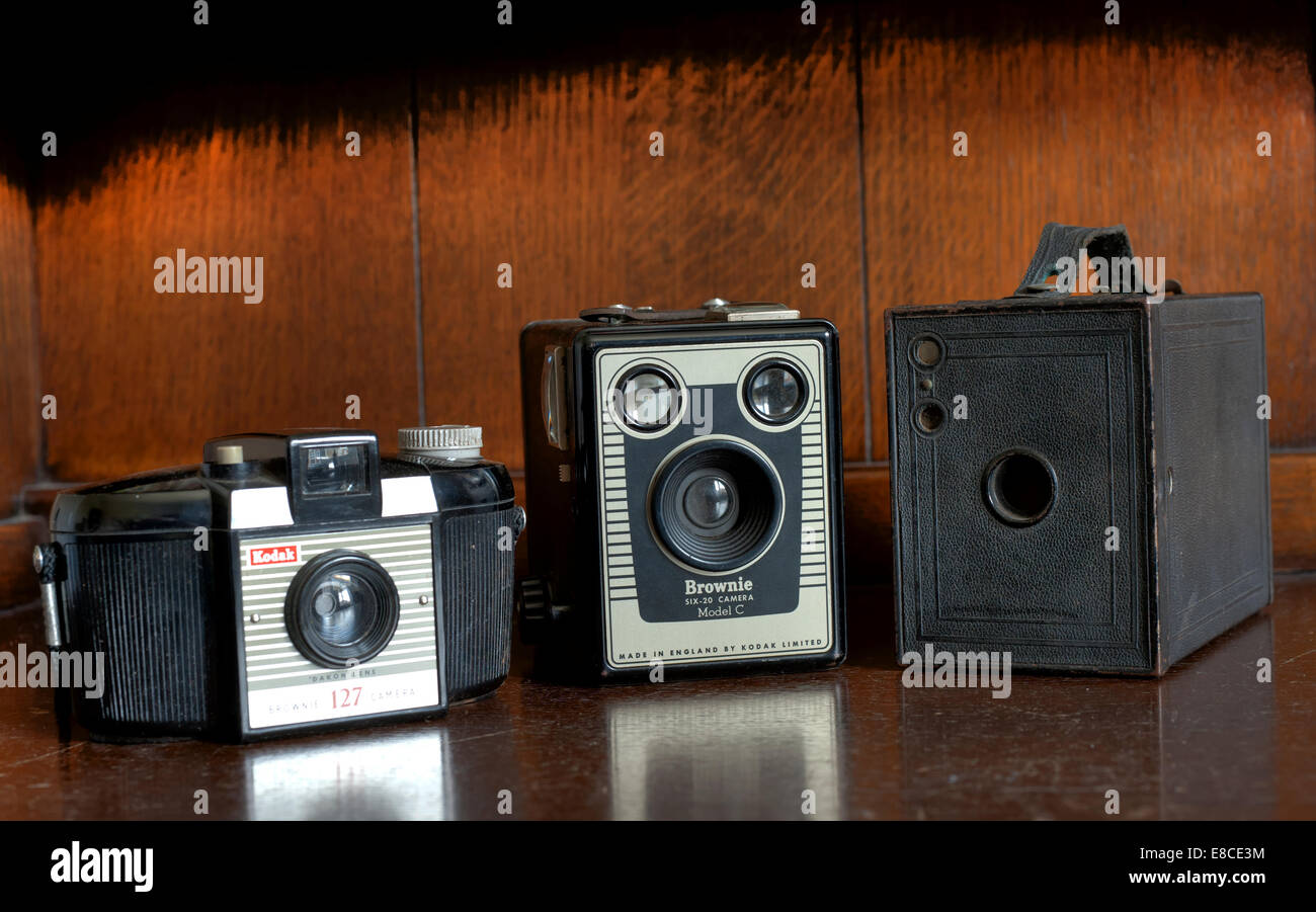 Frühe Kodak-Film-Kameras. Stockfoto