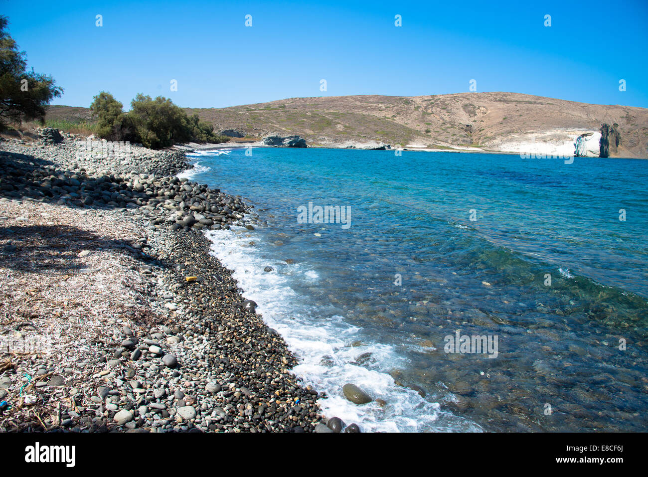 Küste bei Milos Kykladen Griechenland Stockfoto