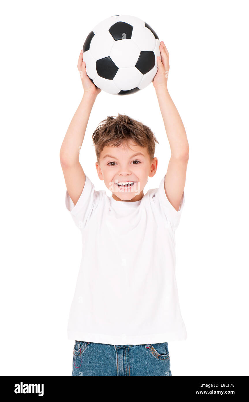 Junge mit Fußball Stockfoto