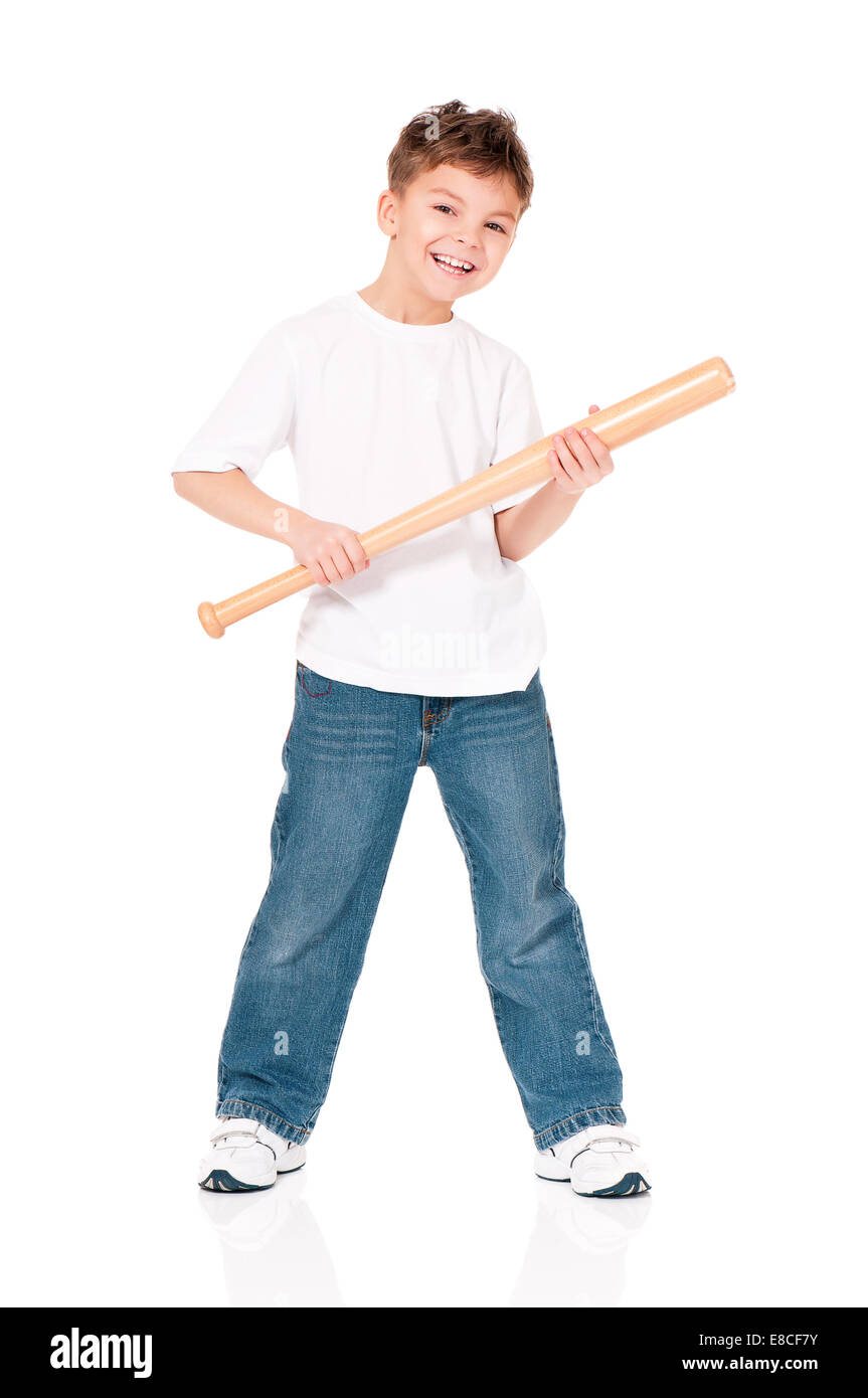 Junge mit Baseballschläger Stockfoto