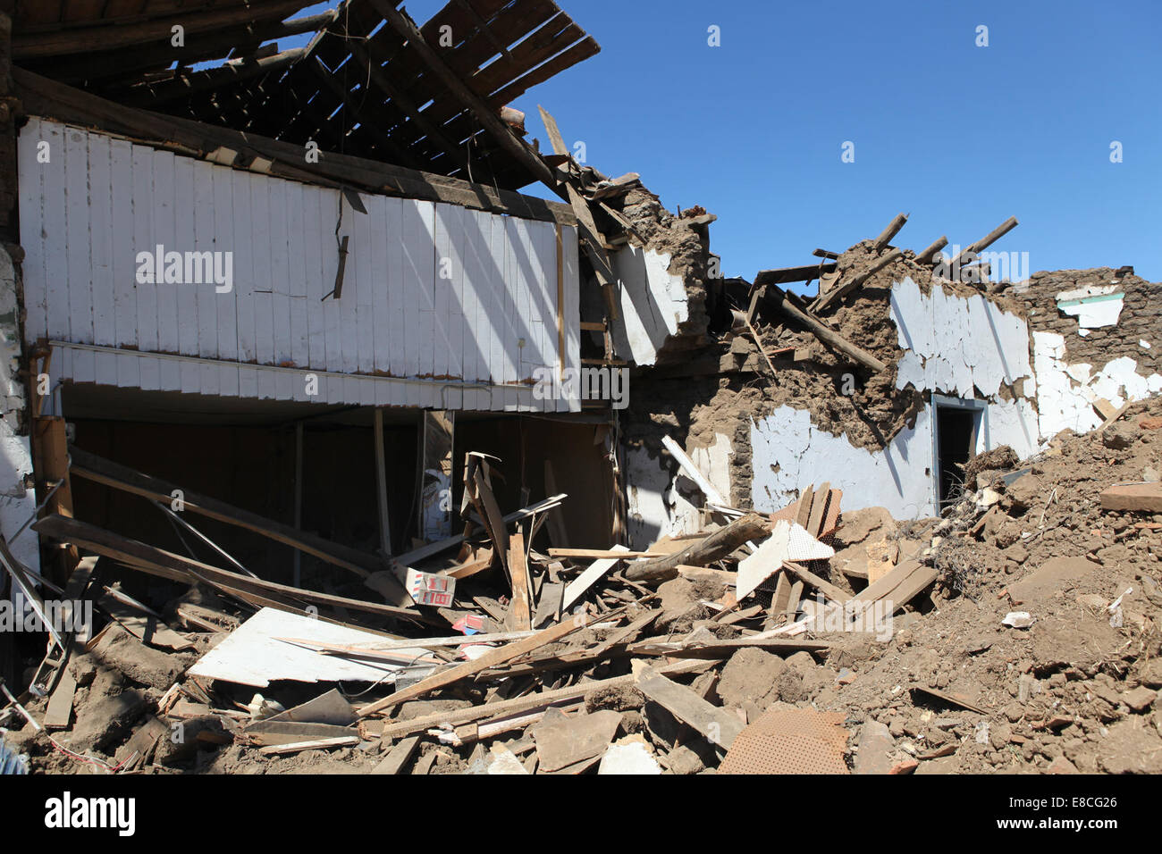 100 Jahre alten Adobe-Gebäude zerstört Stockfoto