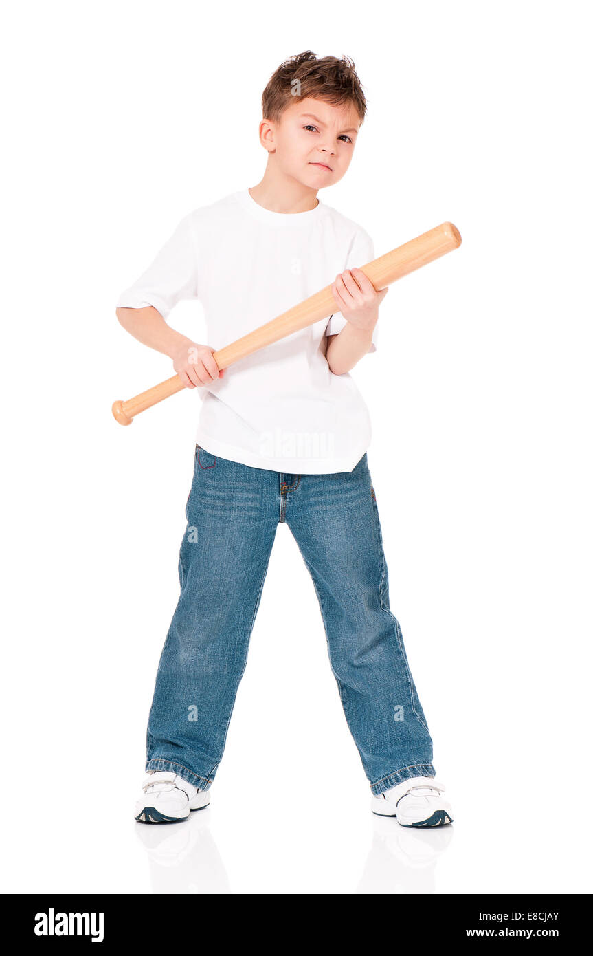 Junge mit Baseballschläger Stockfoto