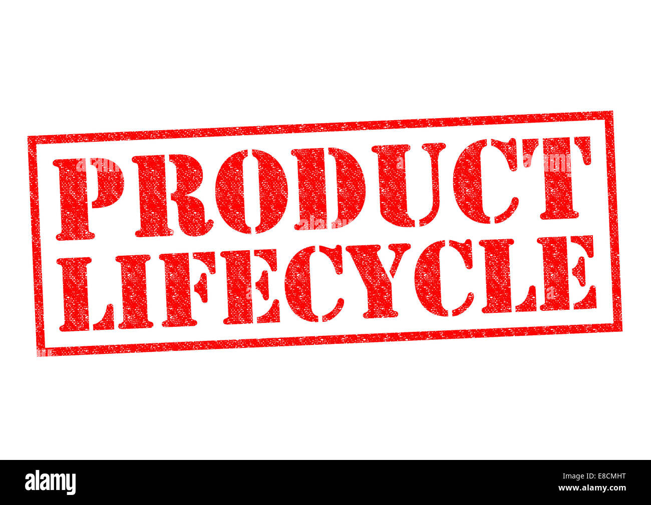 Produktlebenszyklus roten Stempel auf einem weißen Hintergrund. Stockfoto