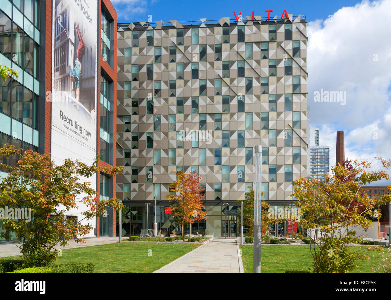 Vita Apartment Block (Studentenwohnheim), plus 5 Architekten 2014. James Grigor Square, erste Straße, Manchester, England, Großbritannien Stockfoto