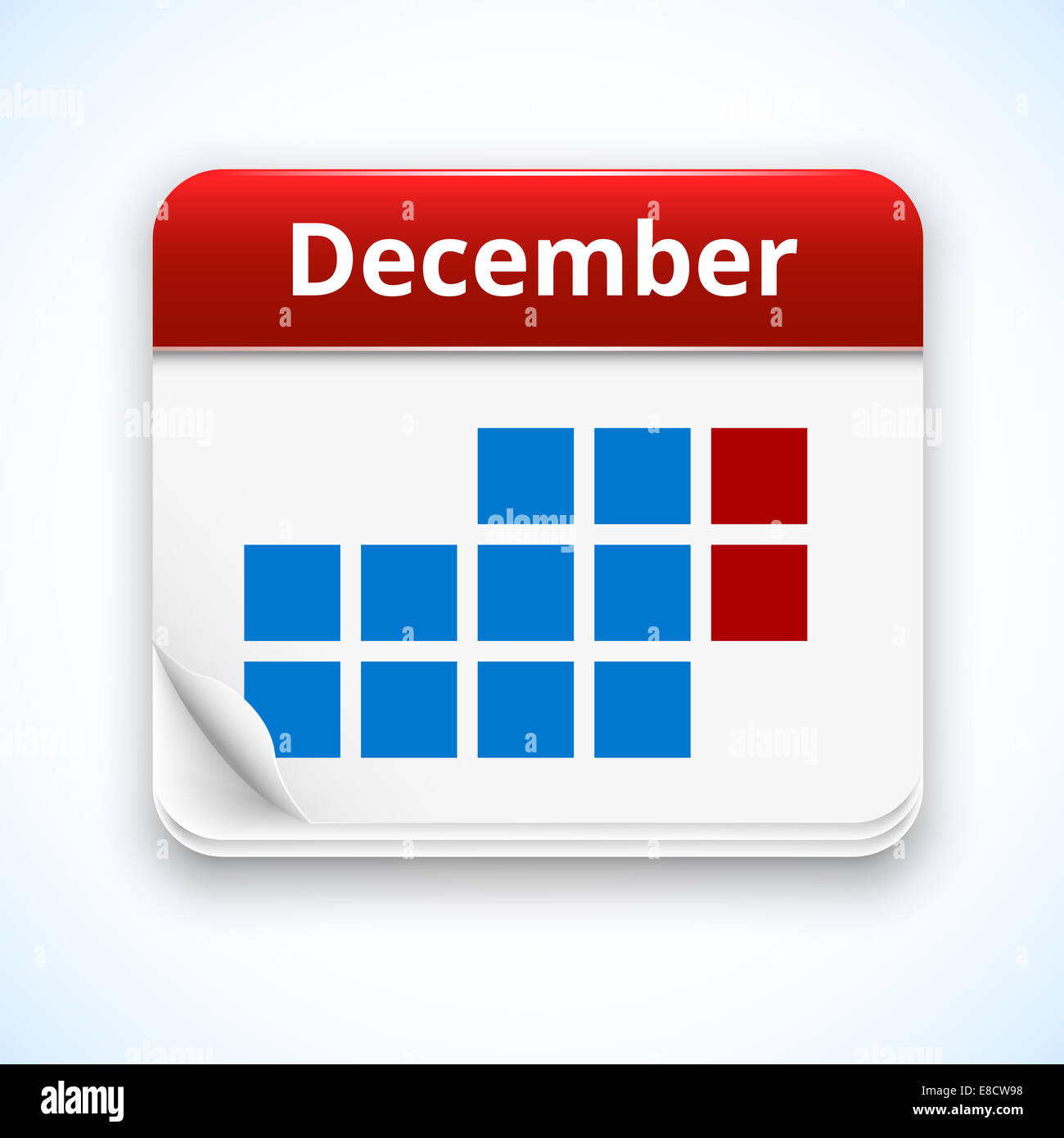 Vektor rot Kalendersymbol mit gewellten Seite Stockfoto
