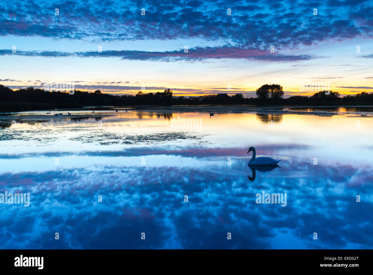 Große Wasser-See in der Nähe von Newcastle Upon Tyne in der Dämmerung Stockfoto