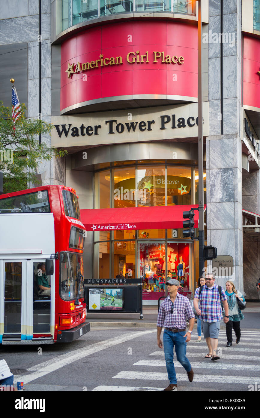 Water Tower Place und American Girl Place Chicago Illinois Stockfoto