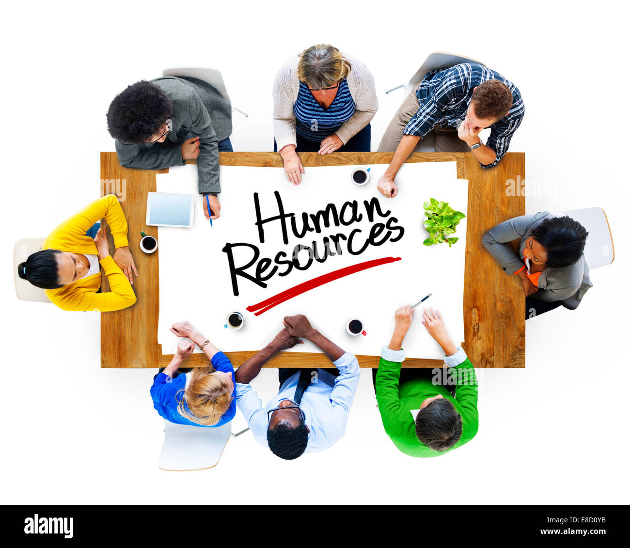 Multiethnische Gruppe von Menschen diskutieren über Human Resources Stockfoto