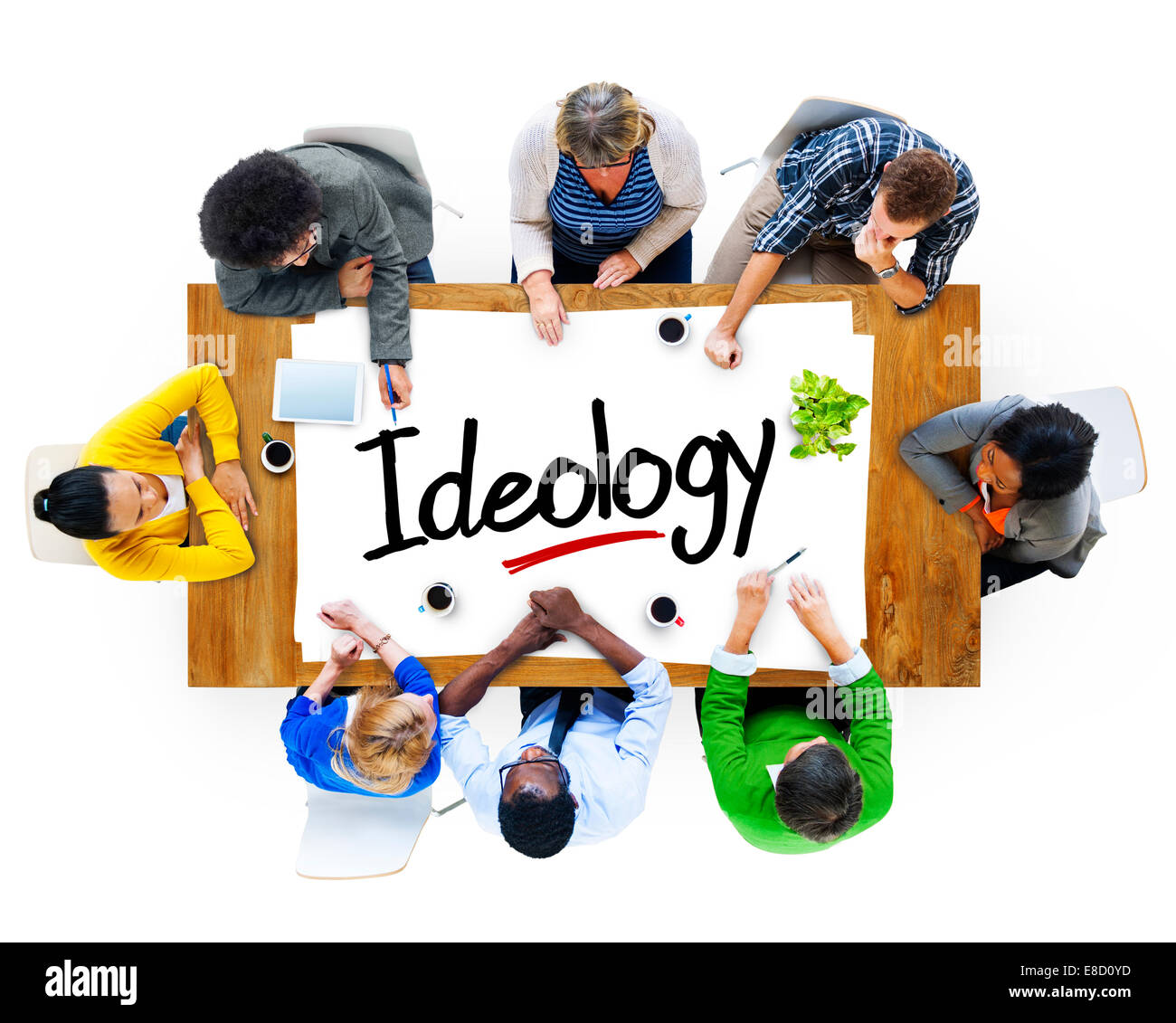 Gruppe von Menschen Brainstorming über Ideologie Konzept Stockfoto