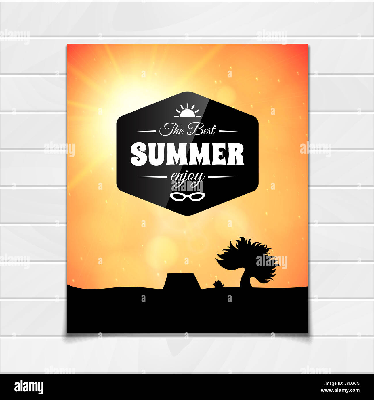 Plakat-Sommer-Thema, gesunde Lebensweise Stockfoto