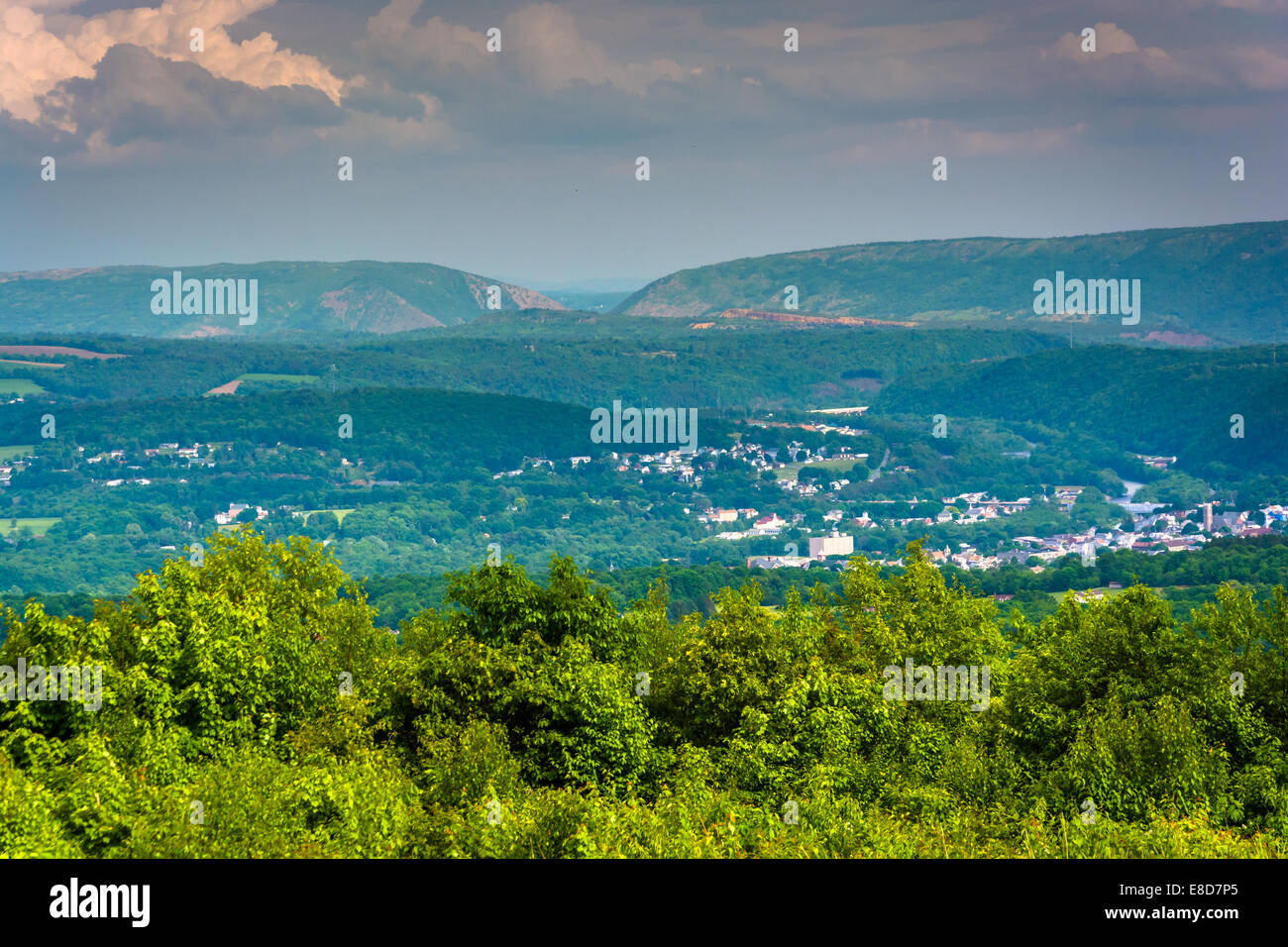 Ansicht von Lehigh Lücke aus Flagstaff Mountain, Pennsylvania. Stockfoto