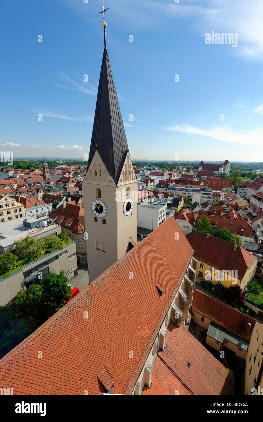 Moritzkirche Kirche, gesehen vom Pfeifturm Turm, Ingolstadt, Upper Bavaria, Bavaria, Germany Stockfoto
