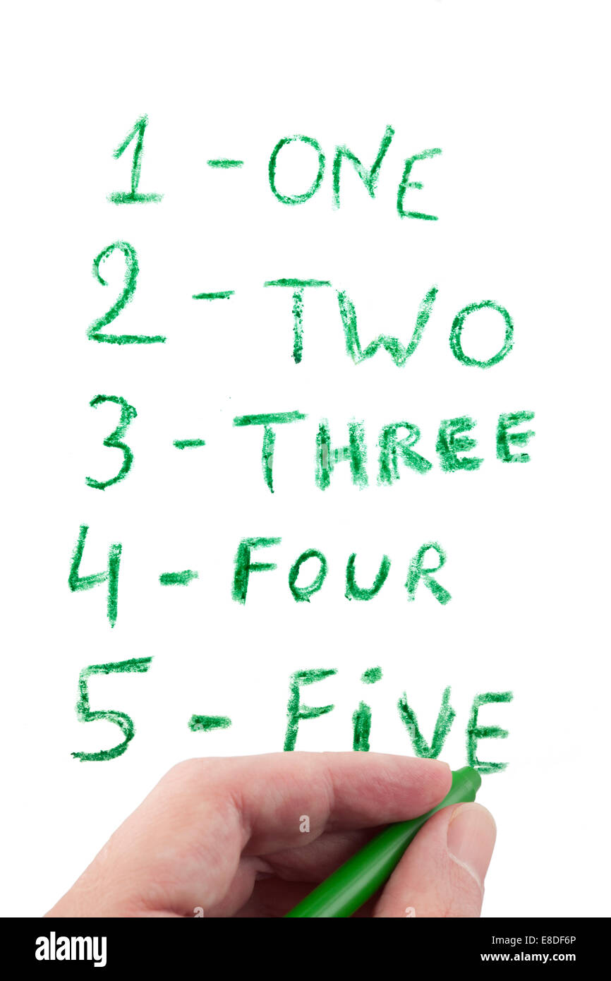 Nummer in Englisch geschrieben. Stockfoto