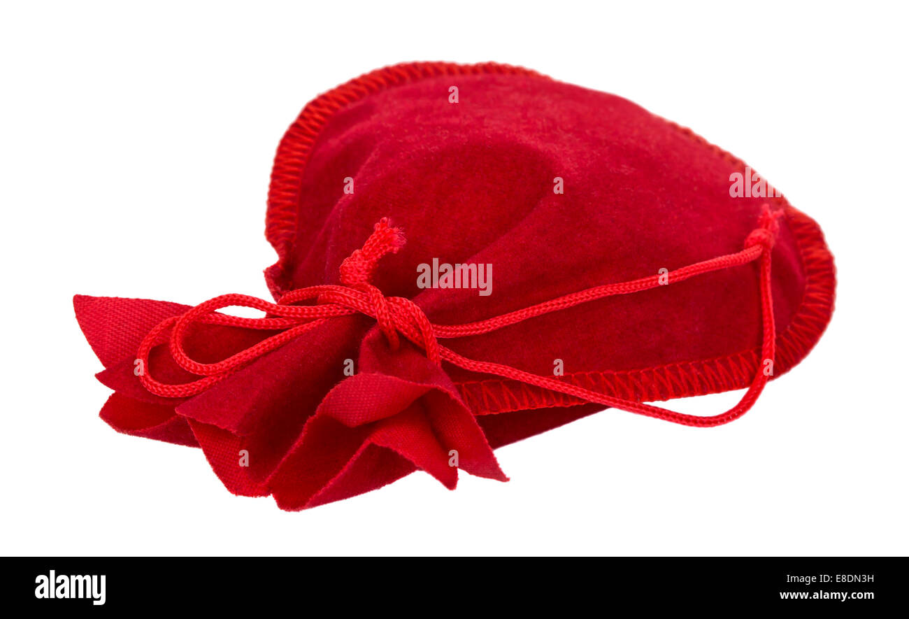 Rote Tasche Geschenk auf weißem Hintergrund Stockfoto