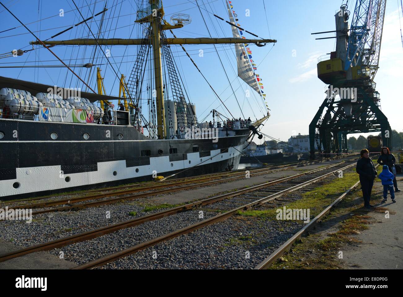 Berühmte russische Viermastbark, hohe Schiff Krusenschtern ex Padua, im Fischereihafen. Kaliningrad Stockfoto